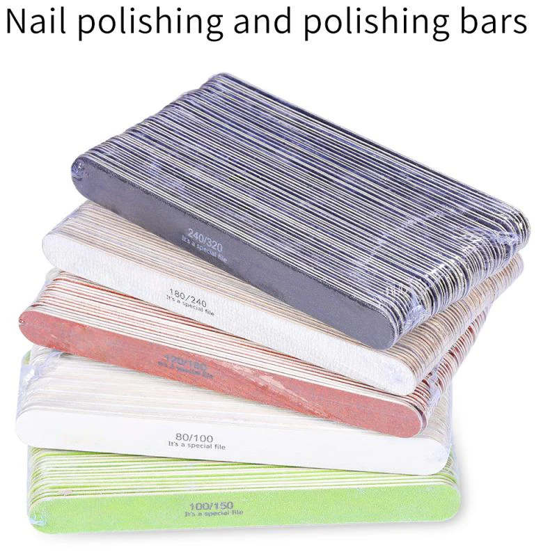 80/100 Double Sided Nail Files Professional Reusable Wooden Sand Manicure Cleaning Scrub Polishing Tool For Nail Art Salon