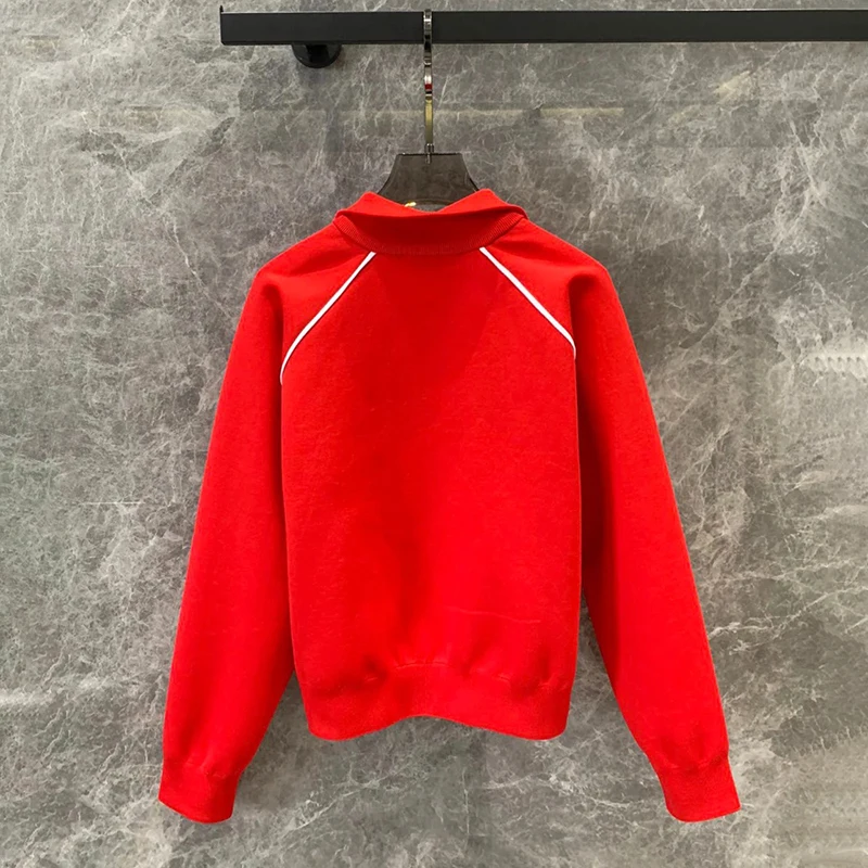 Rotes Reißverschluss-Sweatshirt Jaet Casual School Sle Girl's Faion Oberbekleidung Offene Strickjacke Long Sve Loose Fit für Damen
