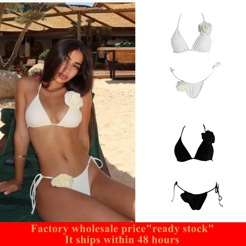 Women Sexy Bikini Set Halter Padded Top Tie Side String Bathing Suits Bottom Swimsuit Two Piece Halters Bathing Suit