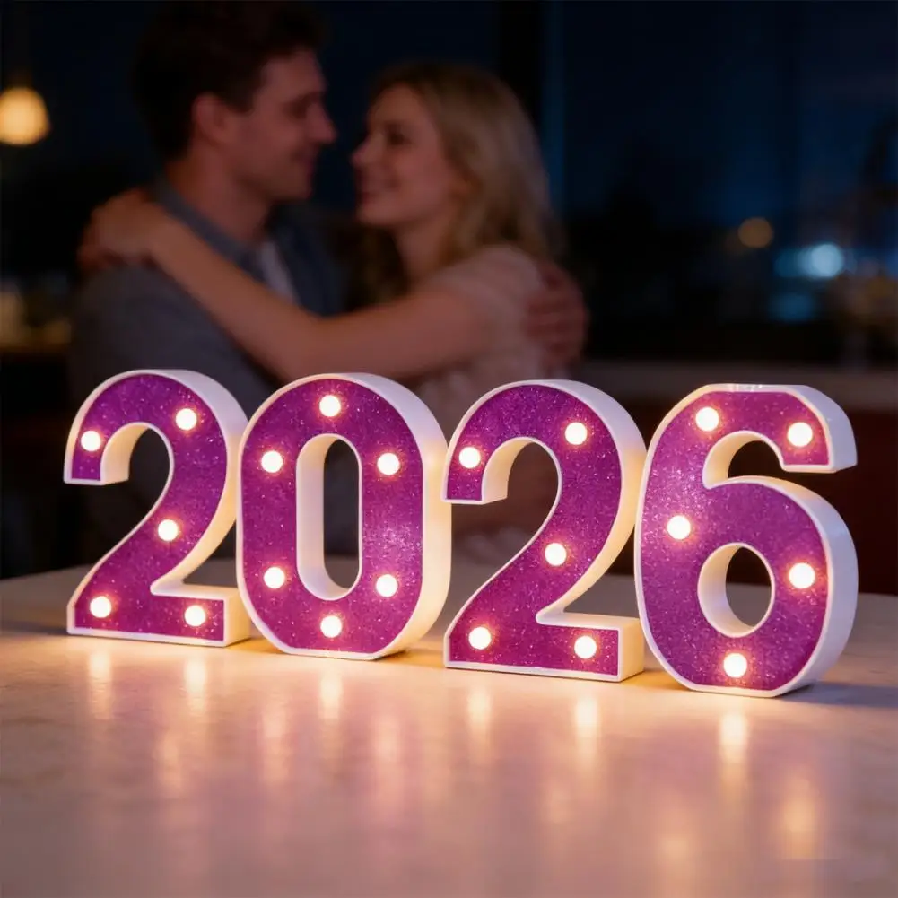 Light Up Numbers 2026 Large LED Marquee Numbers Battery Operated Letter Sign for New Year Graduation Party Wedding Table Decor