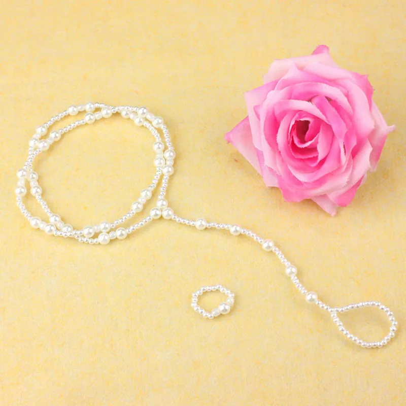 1set Fashion Pearl Anklet Women Ankle Bracelet Beach Imitation Pearl Barefoot Sandal Anklet Chain Foot Jewelry