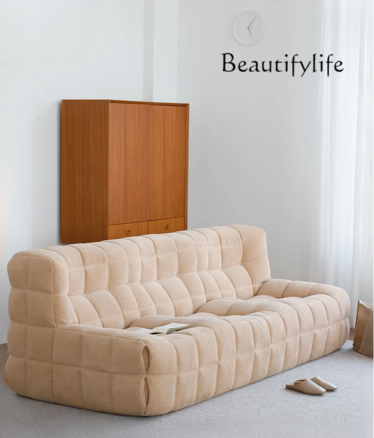 Single Double Sofa Living Room New Small Apartment Simple and Modern Fabric Craft Straight Row Simple Three-Seat