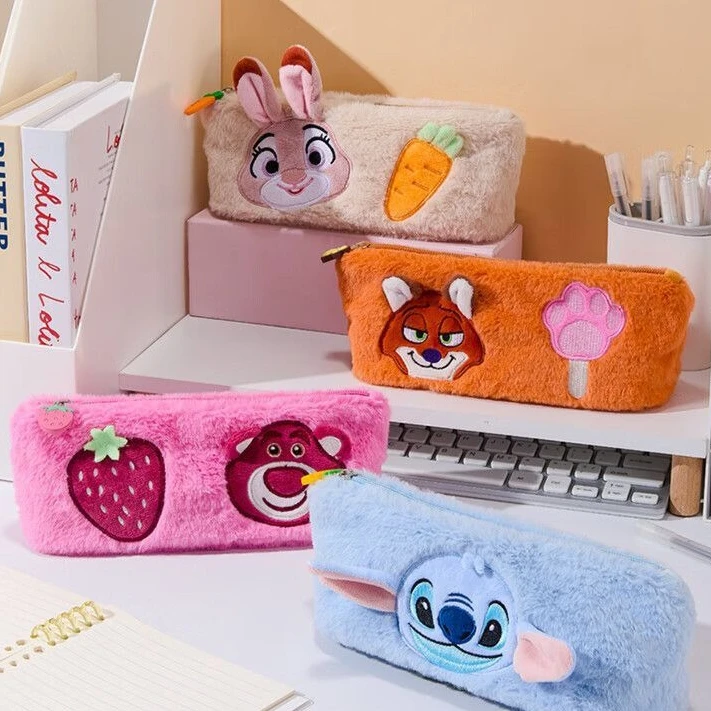 

Плюшевый пенал Disney Zootopia с Ником Уайльдом и Джуди Хоппс, с гладкой молнией, большой вместимости, пушистый, для школьных принадлежностей для детей