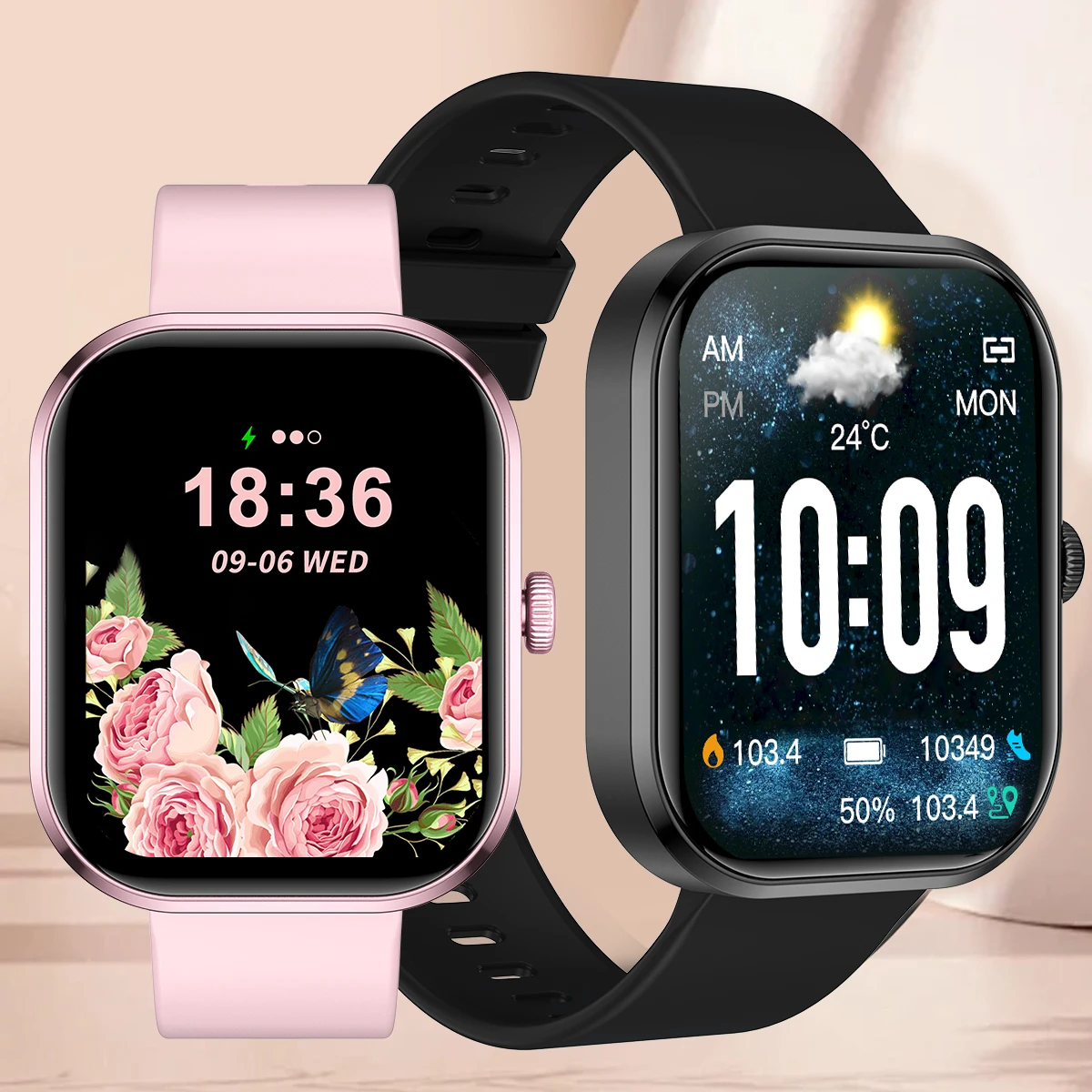 Smart watch with full touch screen, Bluetooth calling, message alerts and more, compatible with iPhone/android mobile phones