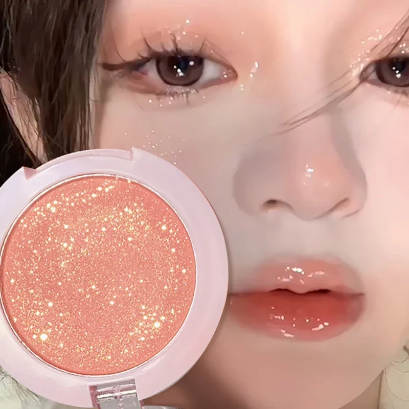 Fine Shimmering Blush Powder Milk Apricot Peach Brightens Natural Matte Highlight Face Glitter Shadow Monochrome Blush Palette