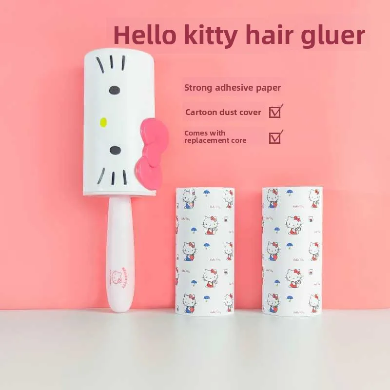 Ролик для удаления ворса с принтом Hello Kitty, милый мультяшный дизайн, сменные наклейки, для ежедневного использования дома, для одежды, незаменимый предмет для дома, подарок