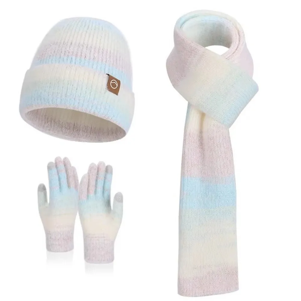 ชุดหมวก ถุงมือ ผ้าพันคอสำหรับฤดูหนาว ผ้าฟลีซหนานุ่ม สำหรับผู้หญิง หมวกไหมพรมกันลม สำหรับปั่นจักรยาน