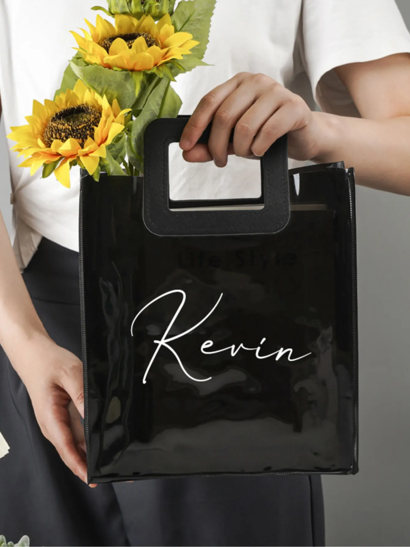 Custom Black Gift Bag Hand Square Shopping Bag Birthday Party Bridesmaid Groomsman High Quality Reusable Wedding Custom Gift Bag image 5