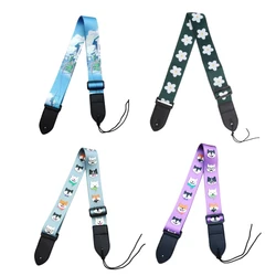 YD61 Printed Guitar Strap Adjustable Guitar Shoulder Belt Adult Kids Guitar Shoulder Strap for Bass Ukulele Electric Guitars