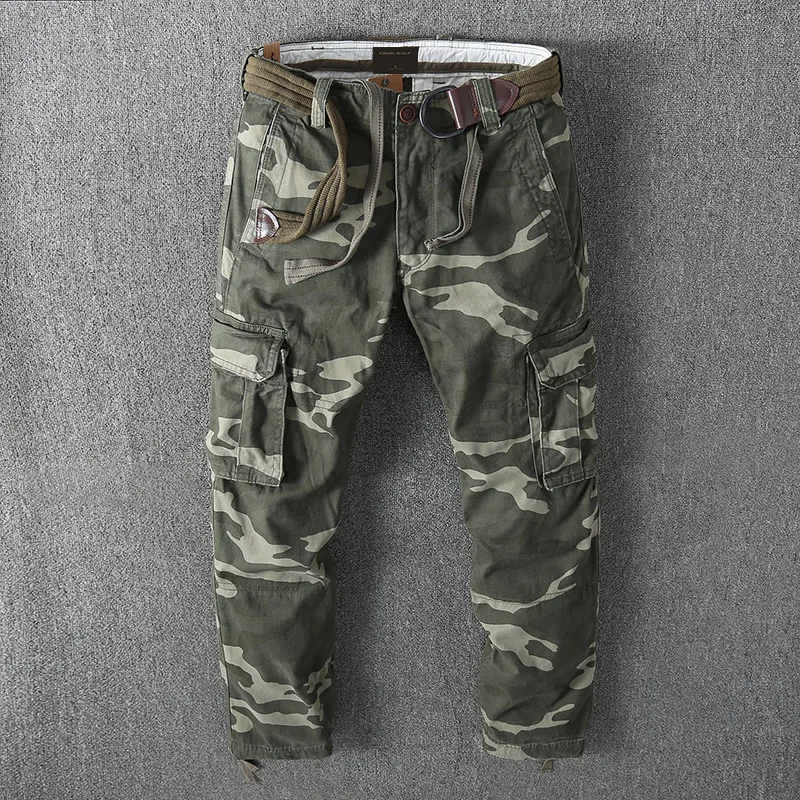 Overalls Men's Casual Pants Fashion Camouflage Sports Trend Cotton Pants Men Clothing Straight Trousers With Belt