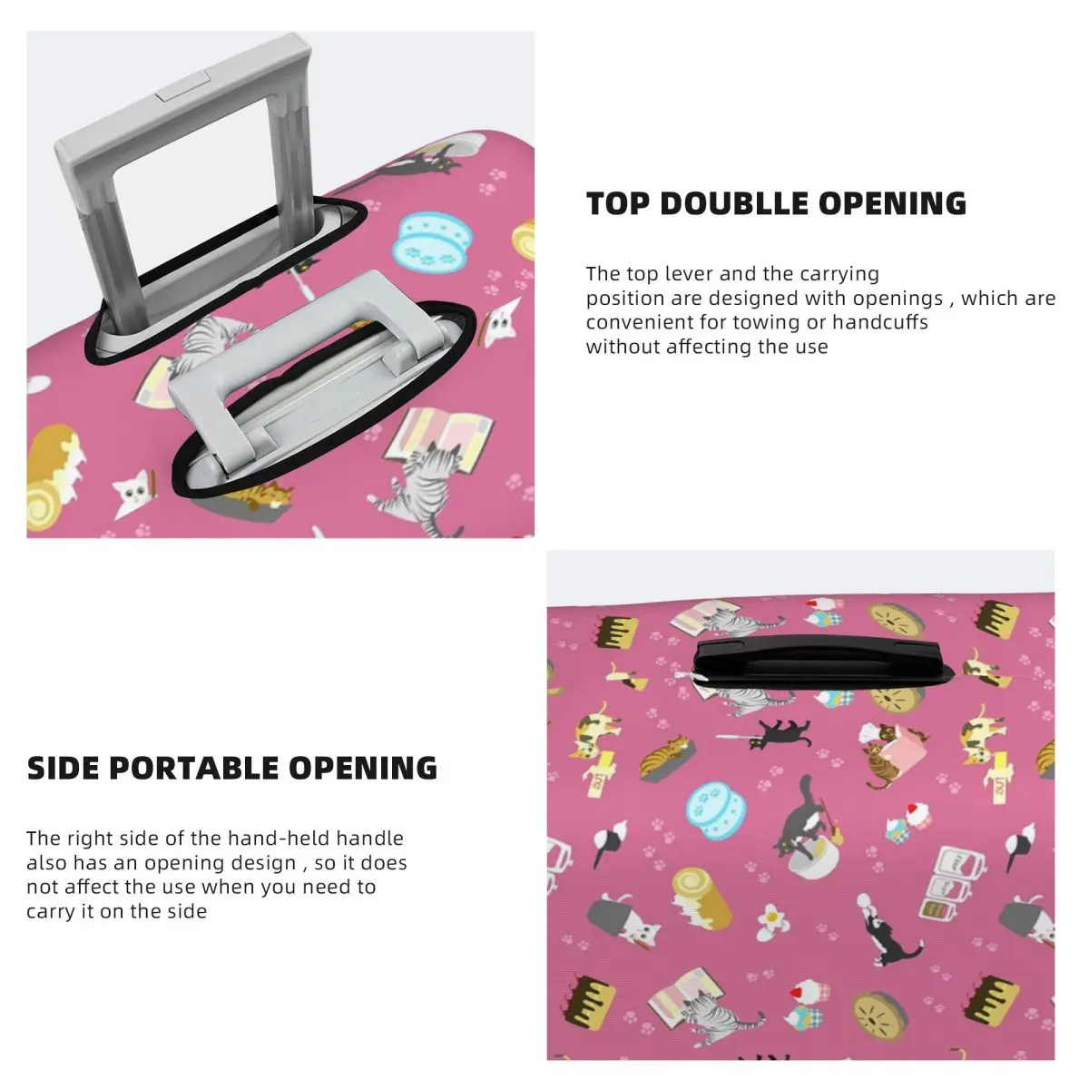 Cats Baking Cakes And Other Sweets, In Pink Suitcase Cover Protection Elastic Travel Luggage Protector Covers for 18-32 Inch