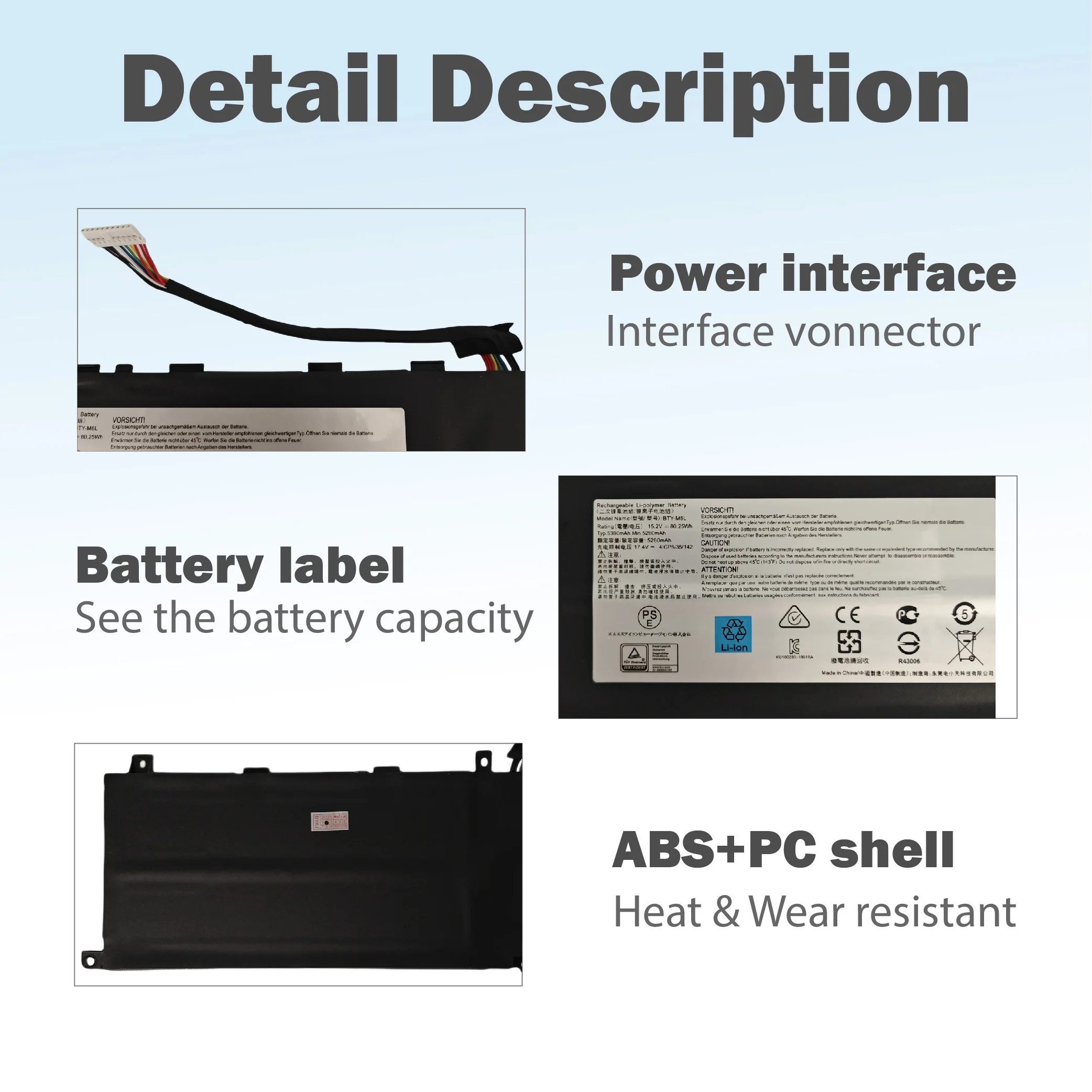 BTY-M6L Laptop Battery Replacement for MSI GS65 GS75 stealth Thin 8RF 8RE PS63 P65 P75 Creator 8RC 8SC MS-16Q2