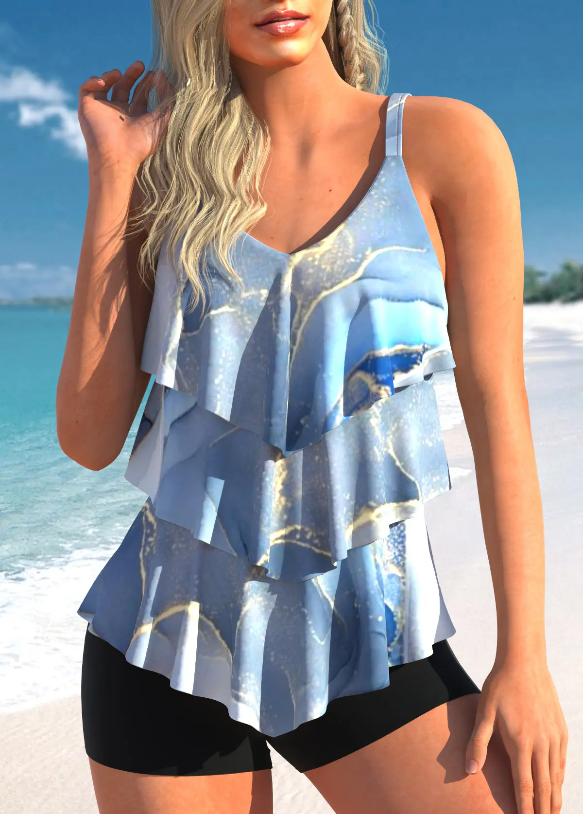 2023 Dames Bedrukte Strandbadkleding Off Shoulder Sexy Bikini Badmode Zomer Tankini Badmode Tweedelig Strandpak