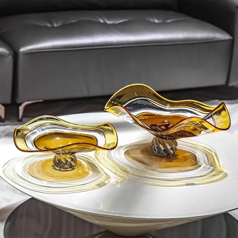Luxury Hand Blown Glass Bowl Modern Chocolate Serving Dish Home Decor Wholesale High End Tableware Centerpiece for Living