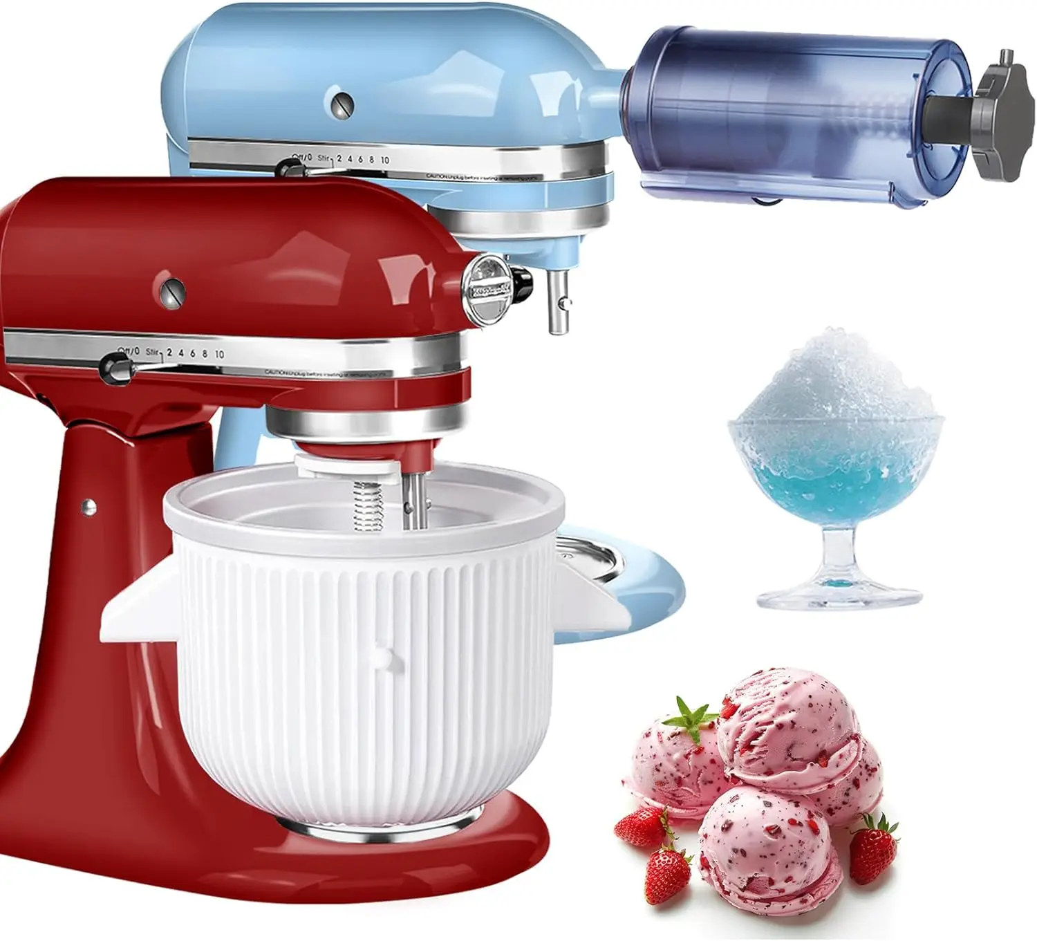 

Ice Cream Maker&Shaved Ice Attachment for Kitchen aid Mixer Accessories Set Includes Shaved Ice Machine Mixers