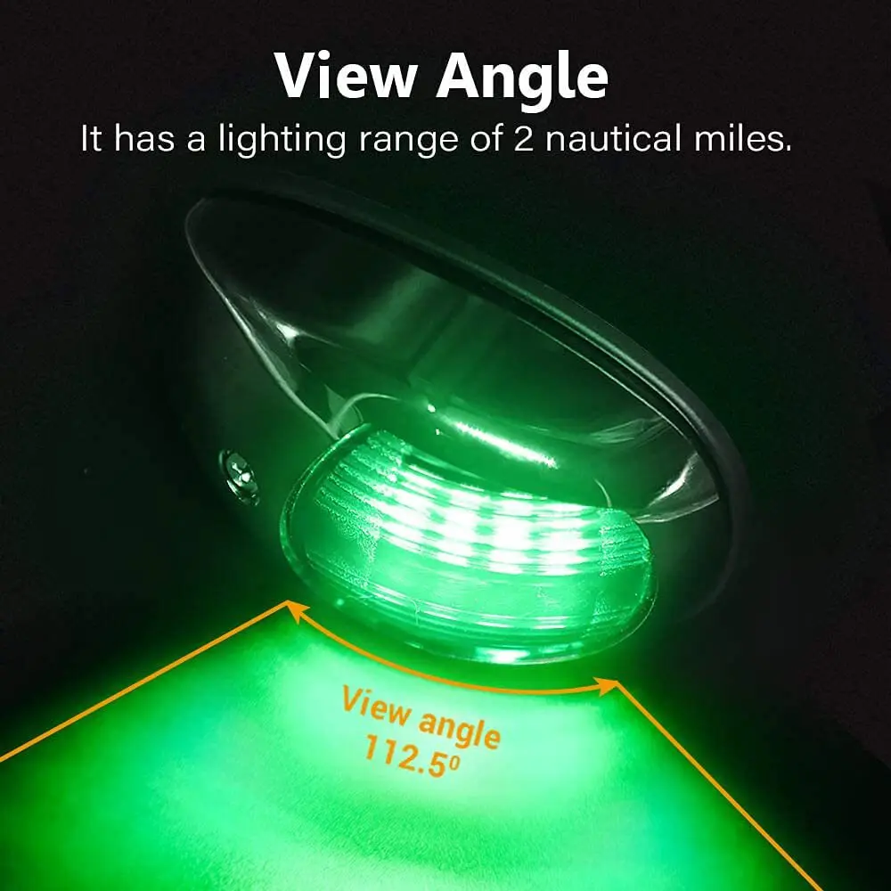 2PCS LED Navigation Light Waterproof Marine Sounding Light Navigation Light Red and Green Marine Light 10-30V