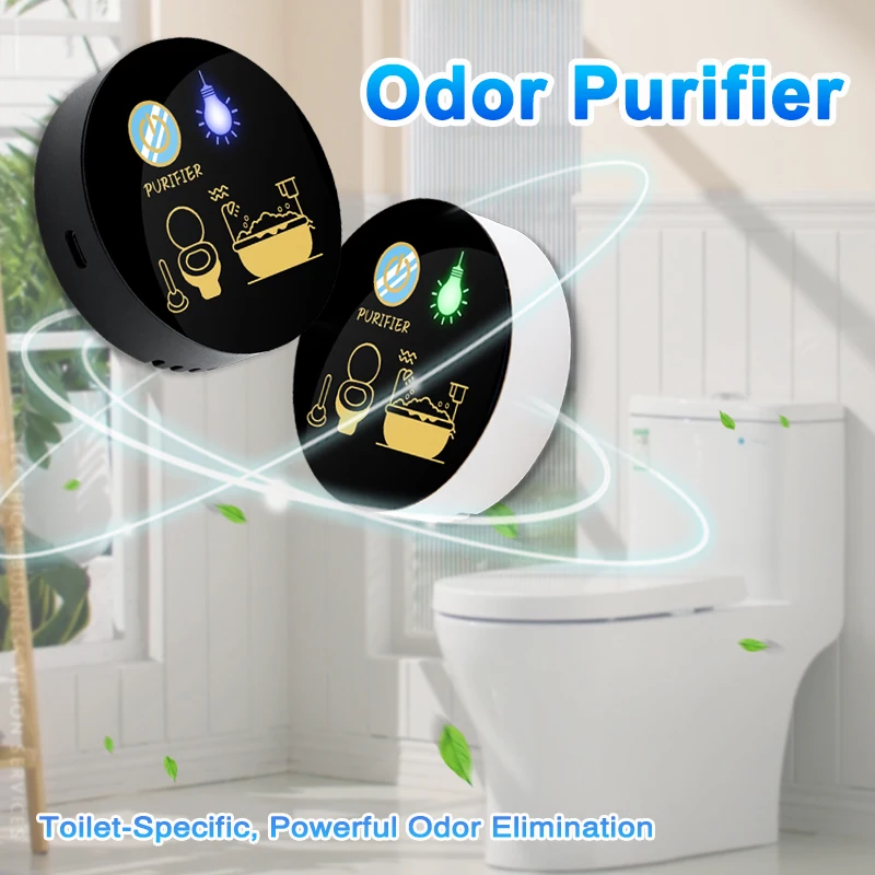 

Toilet Deodorizer, Portable Air Freshener | Wall-Mounted Odor Removal for bathrom, Silent Ozone Generator, USB/Battery powered