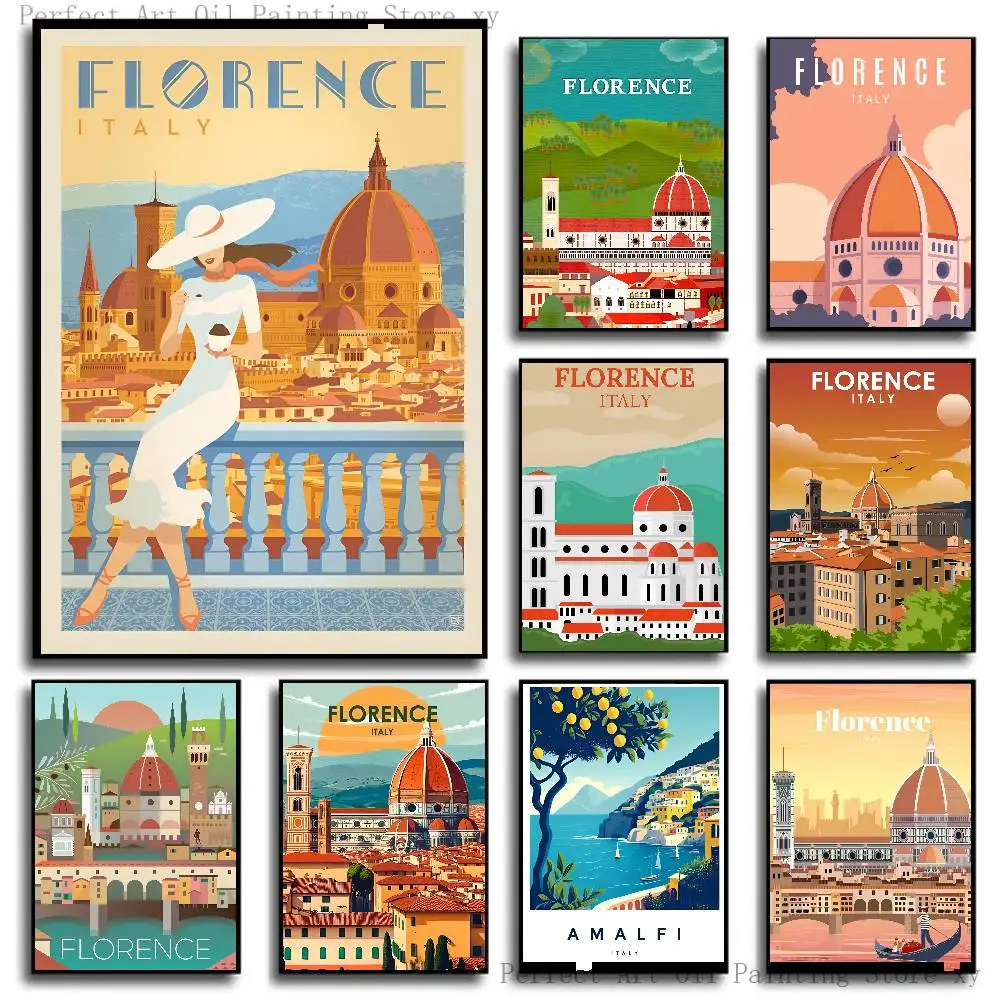 Florence Italy Print Europe TraveI Poster Self-adhesive Art Room Entrance Restaurant Wall Decor Art Painting