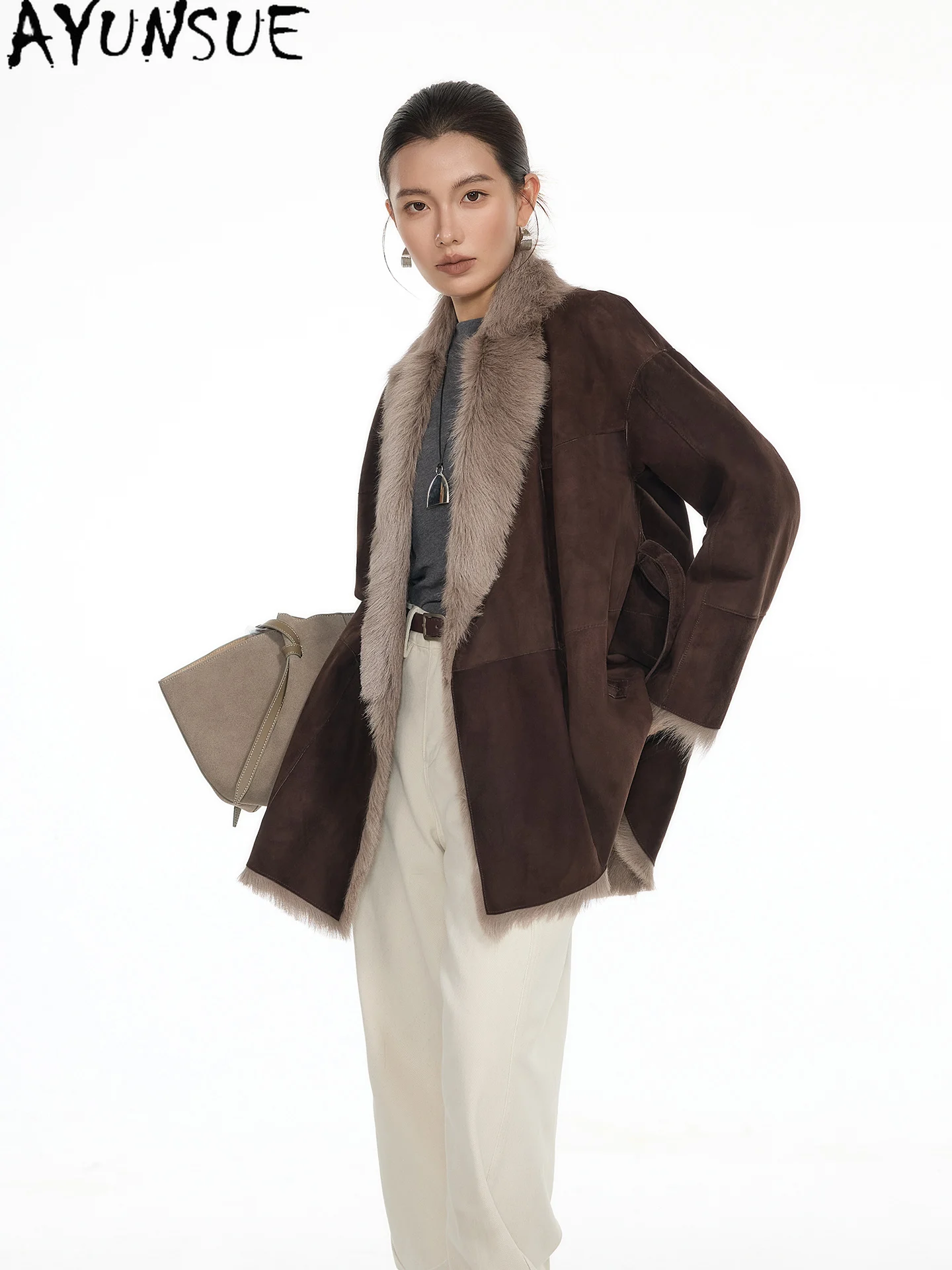 سترة من الجلد الطبيعي للنساء من AYUNSUE معطف فرو من جلد الغنم الطبيعي نمط جديد معاطف من الفرو الحقيقي ملابس شتوية دافئة للسيدات شুবা Жenskয়া #1