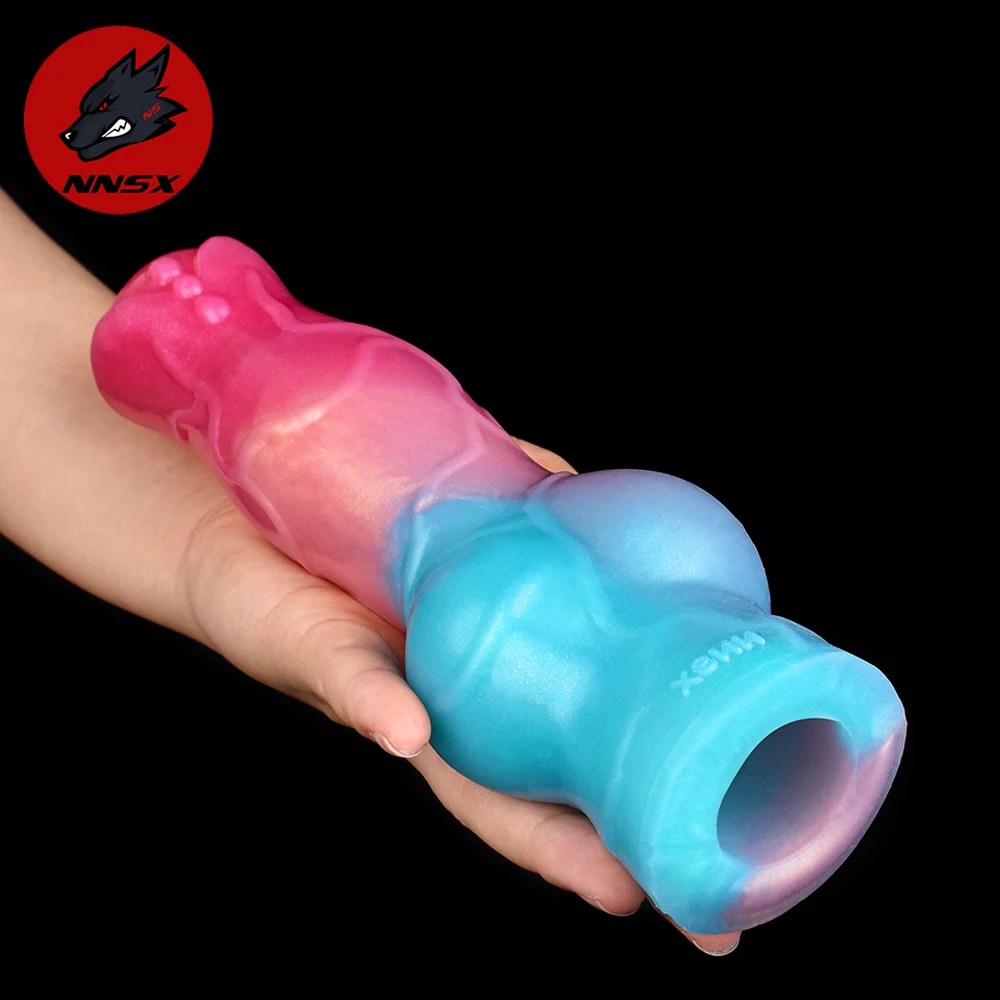 NNSX-funda de pene con nudo enorme, Juguetes sexuales de silicona para hombres, funda de pene retardante de eyaculación, anillo extensor de pene, 전전기기구 구