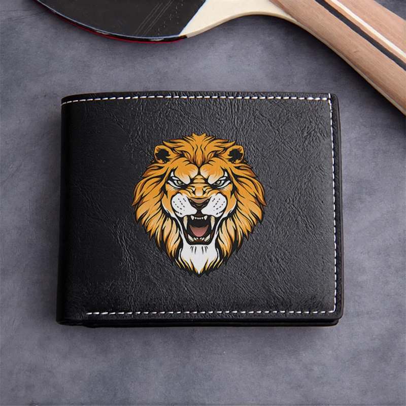 Lion Head Embossed PU Leather Wallet for Men Premium Compact Design Lightweight Durable Business Style