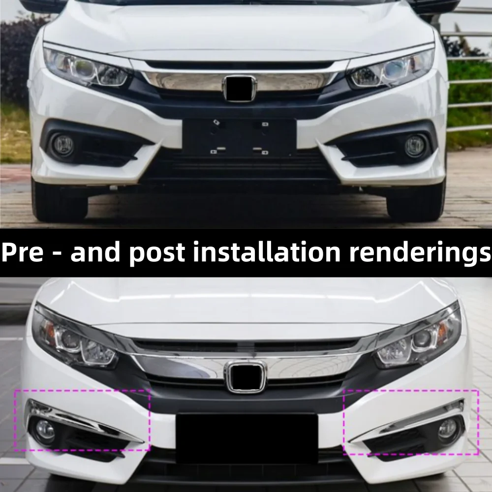 Automobile front bumper grille fog lamp decorative cover For Honda 10th generation Civic 2016 2017 2018