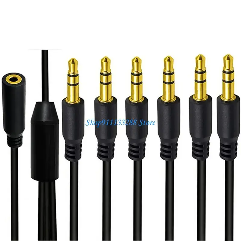 G88D Multiports 3.5mm Stereo Audios Splitter Gold Plated Adapter Cable for Home Offices