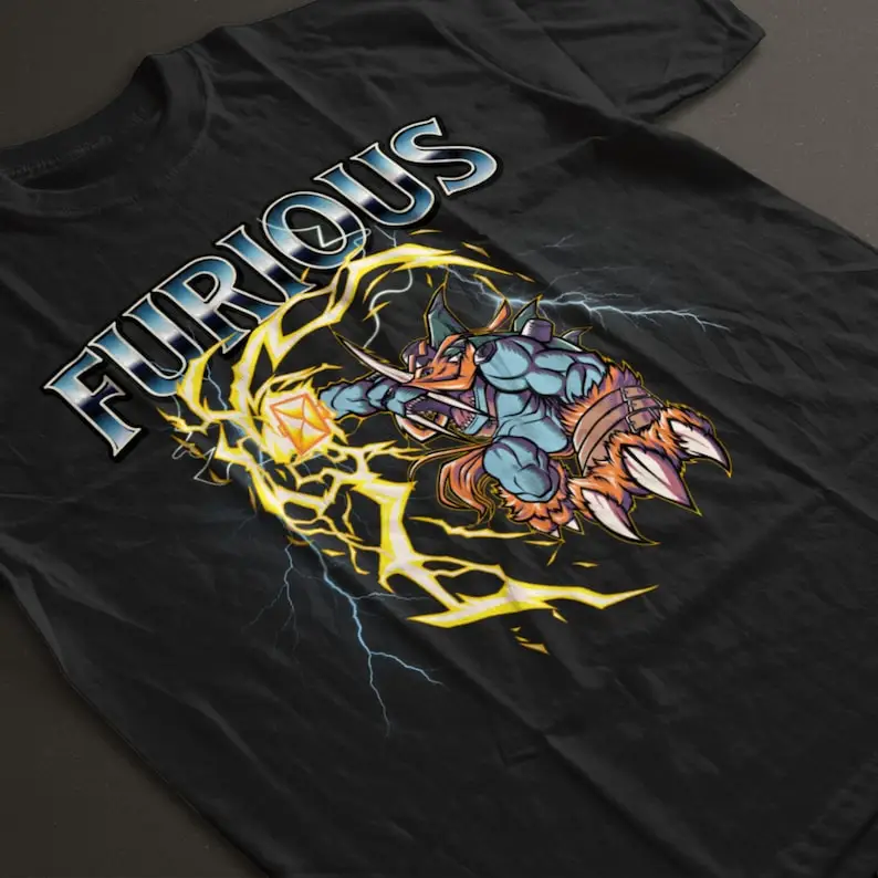 Рубашка дигимона Zudomon, футболка с изображением вулканической фурии развязанной: Zudomon «FURIOUS», вдохновляющая аниме-футболка для улицы