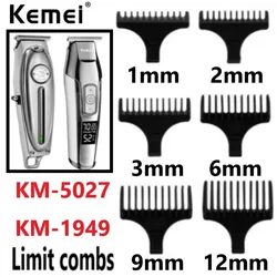 Kemei 0mm Hair Trimmer Limit Comb Universal Black Guards Hairdresser Hair Cutting Guide for KM-5027 KM-1949 1 2 3 6 9 12mm