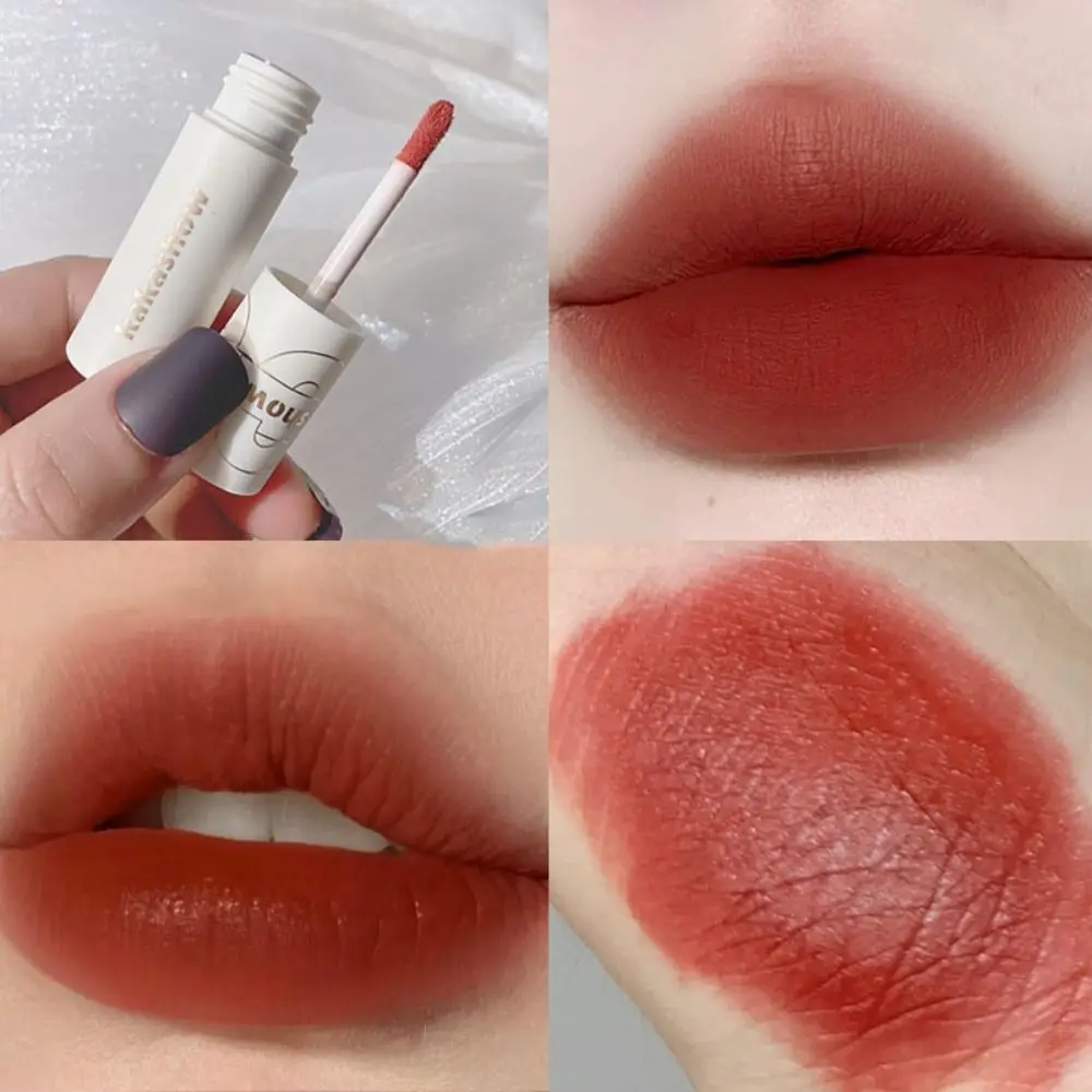 Waterproof Matte 6 Colors Lip Gloss Silky Smooth White Tube Lipstick Non Fading Non-stick Cup Natural Lip Mud Women