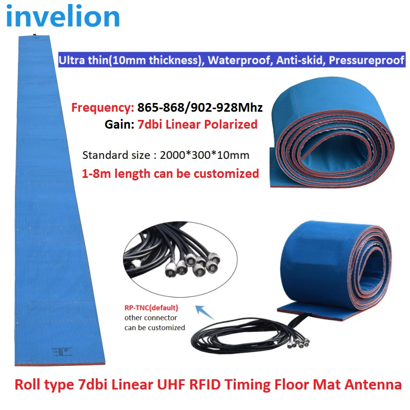 865MHZ Roll Type UHF RFID Ground Mat Antenna 900Mhz Linear Polarization 7dBi Vertical Floor RFID UHF Antenna For Marathon Timing