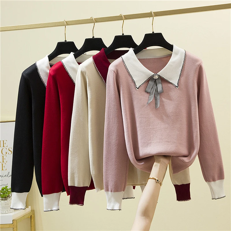 Sueters De Mujer Moda 2023 Women Pink Sweater Autumn Winter Loose Casual Knitted Tops Female Long Sleeve Pullover Warm Sweaters