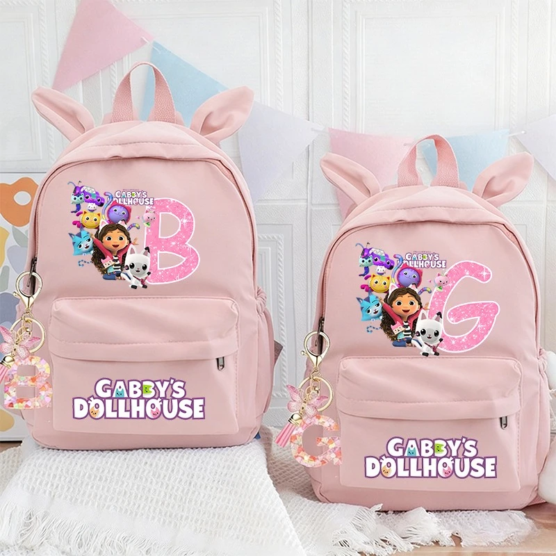 

Рюкзак Gabby Dollhouse с брелоком Kawaii, 2 шт., школьный ранец для подростков, мультяшный рюкзак для девочек, сумка для книг, школьные принадлежности, подарок