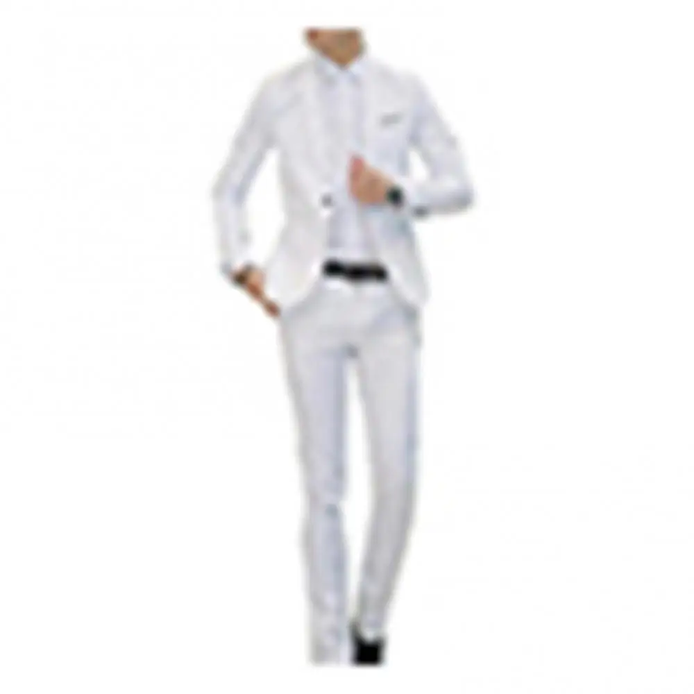 2Pcs Office Business Men Lapel Long Sleeve Slim Blazer Pants Suit Men's Suit Coat Pants Set Business Casual Suit Two-piece Set