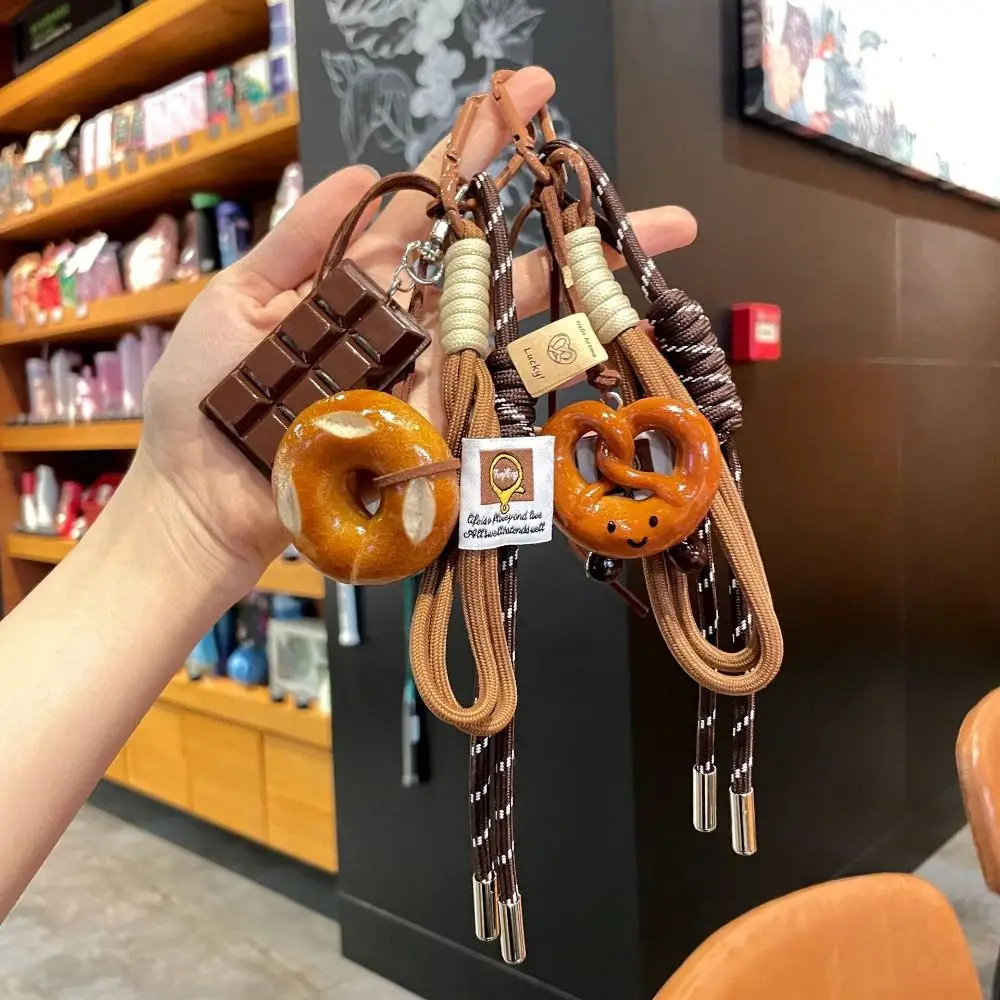 New Multi Element Love Bag Pendant Nylon Rope Key Holder Alkali Bread Ornament Cute Creative Pendant Keychain Decor Gift