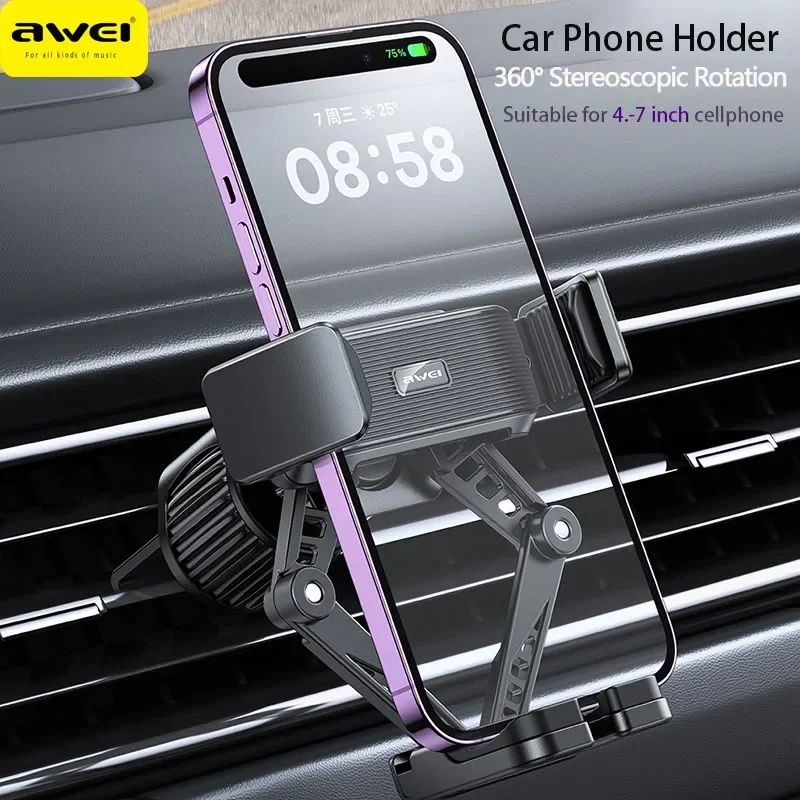 Awei X39 Portable Car Phone Holder Stand Air Vent Clip Mount CellPhone Stand In Car GPS Support Universal Mobile Phone Holder