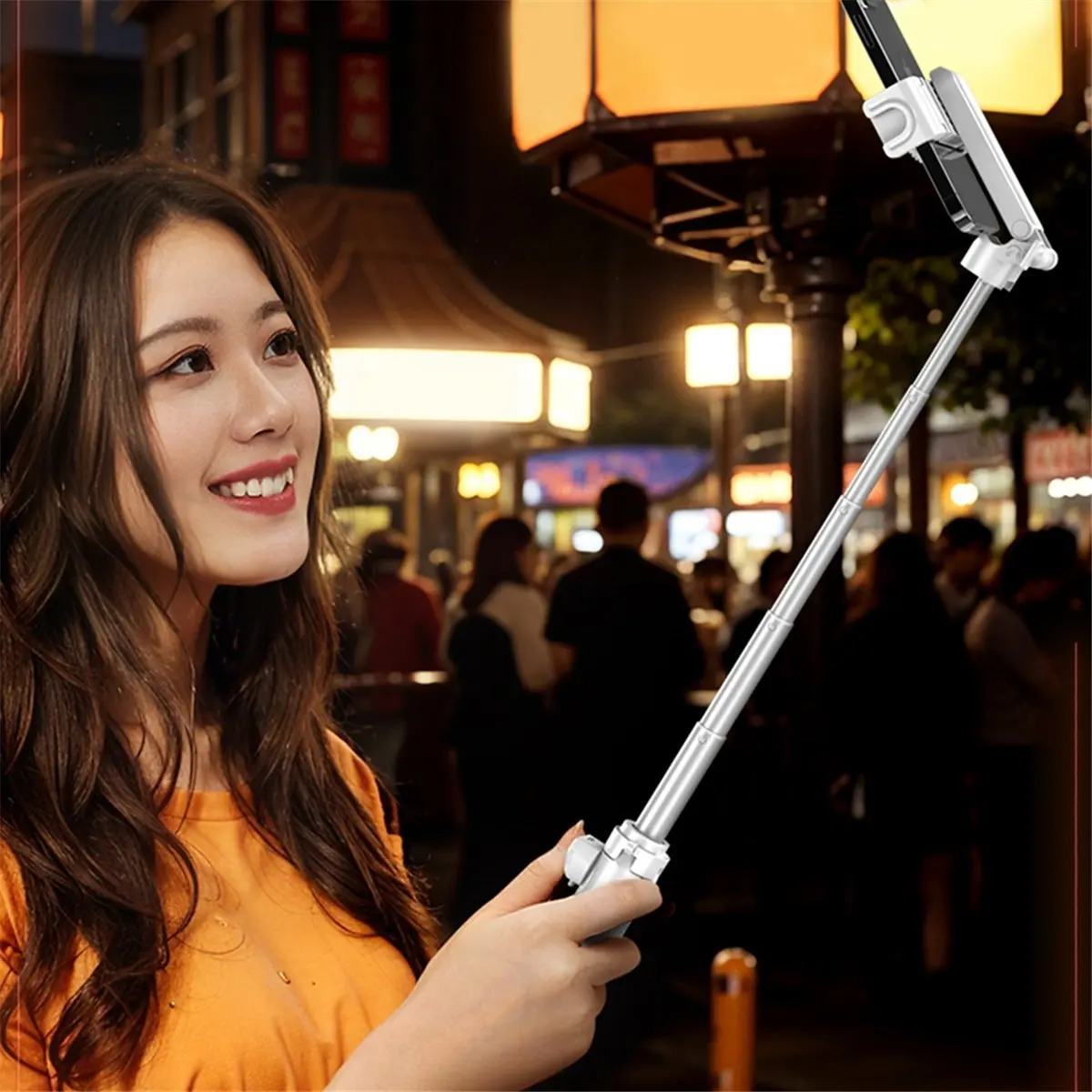 goodDT Upgraded Design Mini Tripod Bluetooth Portable Telescopic Multifunctional 360°Degree Rotation Phone Selfie Stick White B