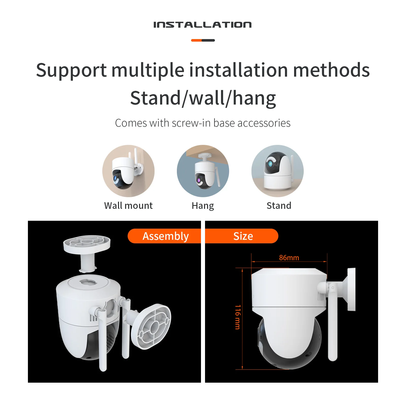 CPVAN Camera outdoor HD 4MP Wireless Wifi 2.4G/5G Security Camera Motion Detection Home Surveillance Tuya Smart Life APP control