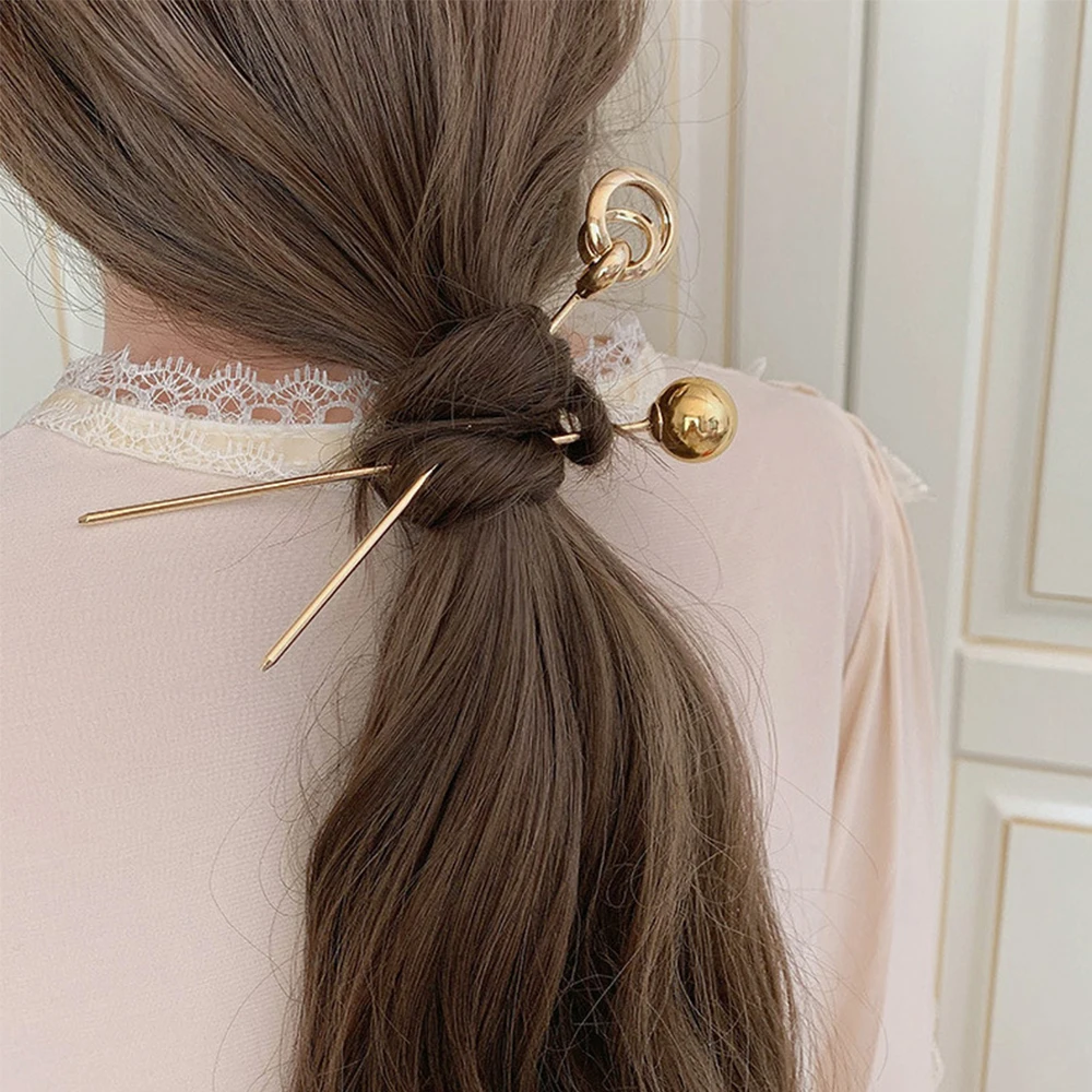 

Girls Accessories Simple Temperament Hollow Gold Color Metal Hairpins Hair Fork Hair Accessories Hair Sticks