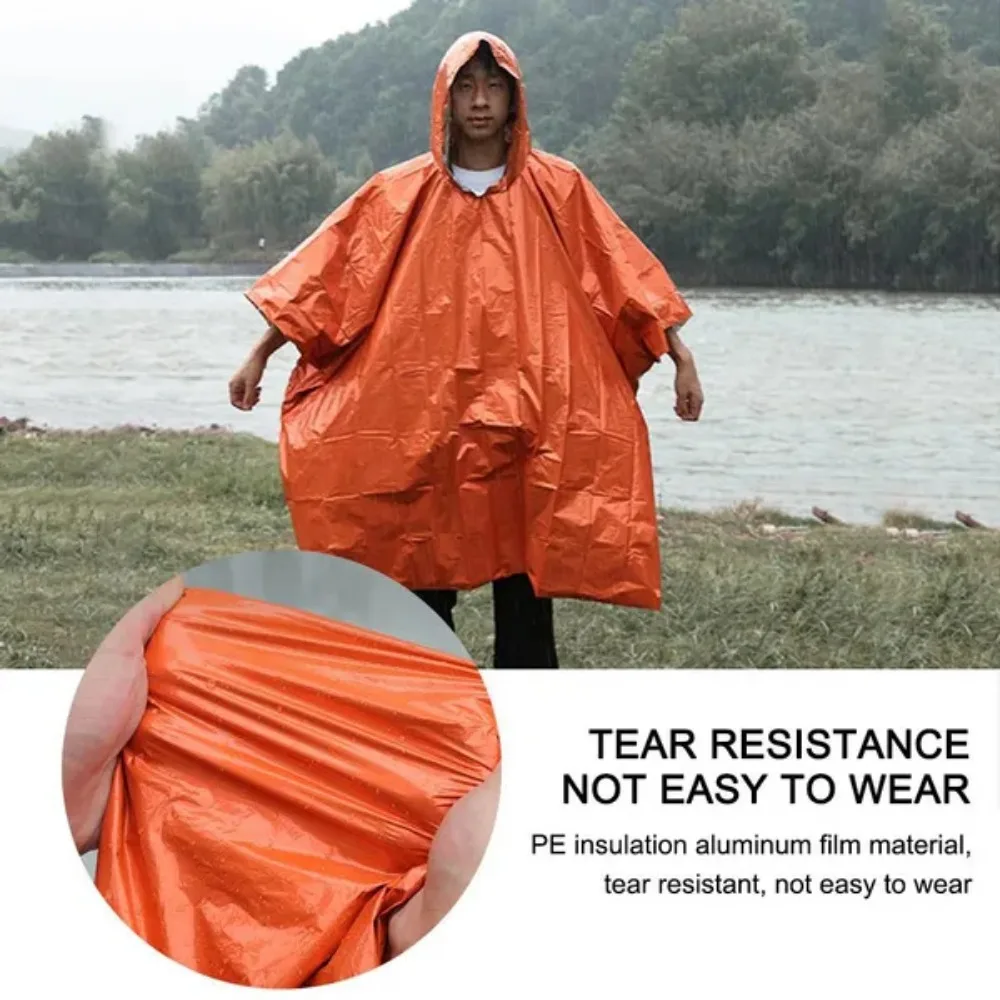 Imagem -03 - Alumínio Film Thickened Raincoat Poncho de Emergência Cobertor Reflexivo Equipamento de Sobrevivência Camping Pesca Ferramenta ao ar Livre pe