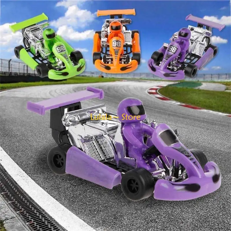 Y4QA Modello auto in lega Go-Kart gioco corse veicolo sportivo motore in plastica tirare indietro giocattolo