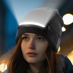 USB Luminous Knitted Wool Hat LED Beanie Torch Hat For Autumn and Winter Warmth, Outdoor Running Cycling LED Lighting Beanie