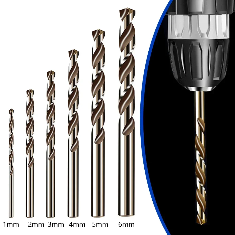 6pcs HSS M35 Cobalt Drill Bit 1/2/3/4/5/6mm Round Shank Stainless Steel Drill Bit For Metal Wood Iron Drilling Tool Accessories