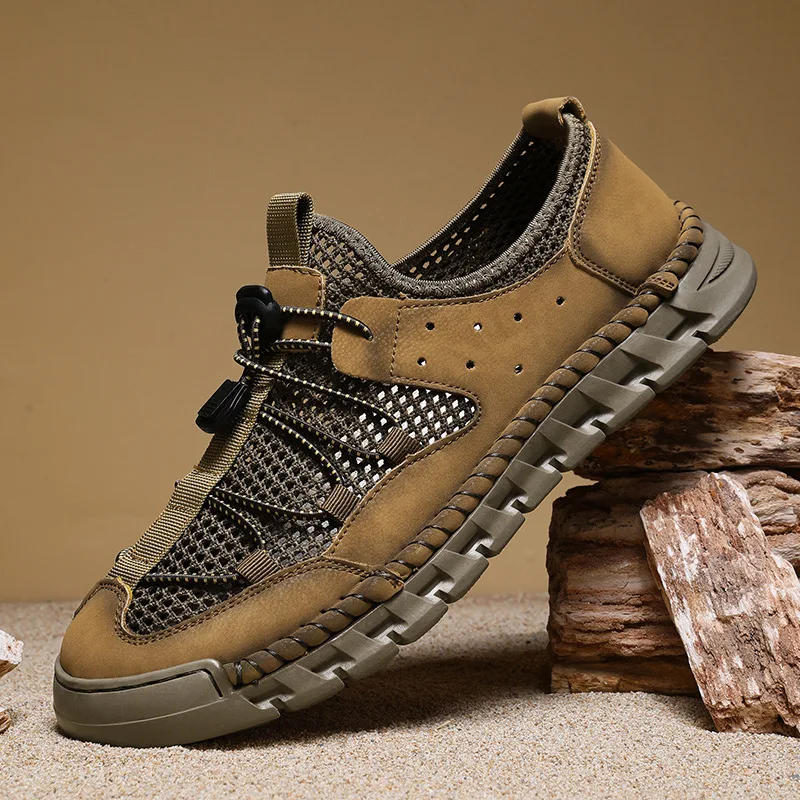 

Новая дизайнерская модная повседневная уличная обувь для мужчин, спортивная обувь с эластичной лентой и сеткой, мужская однотонная дышащая летняя обувь для мужчин