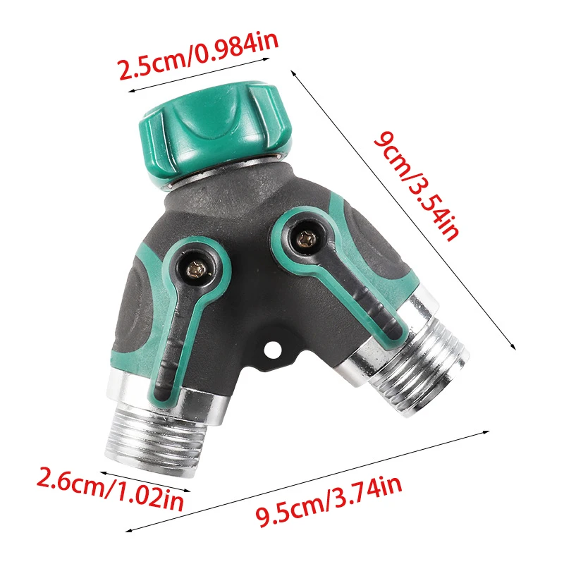 Y-Shaped Diverter with Rubber Coating One-In-Out Separate Control Irrigation Connector for Garden Watering Systems