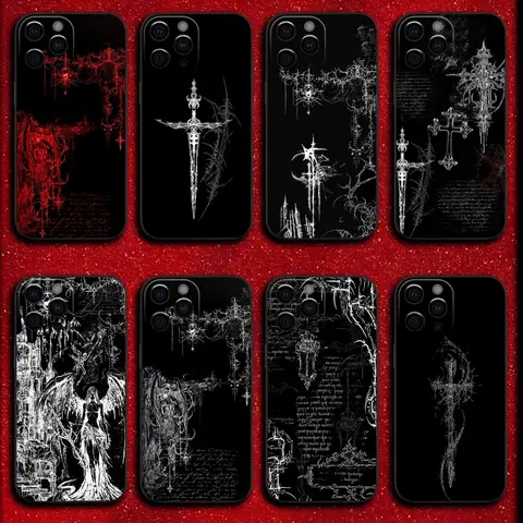 Gothic Cyber Sigil Cross Phone Case For Samsung Galaxy A06 A25 A05s A15 A55 A54 A51 A35 A34 A24 A14 A73 A53 A33 A23 4G 5G Cover