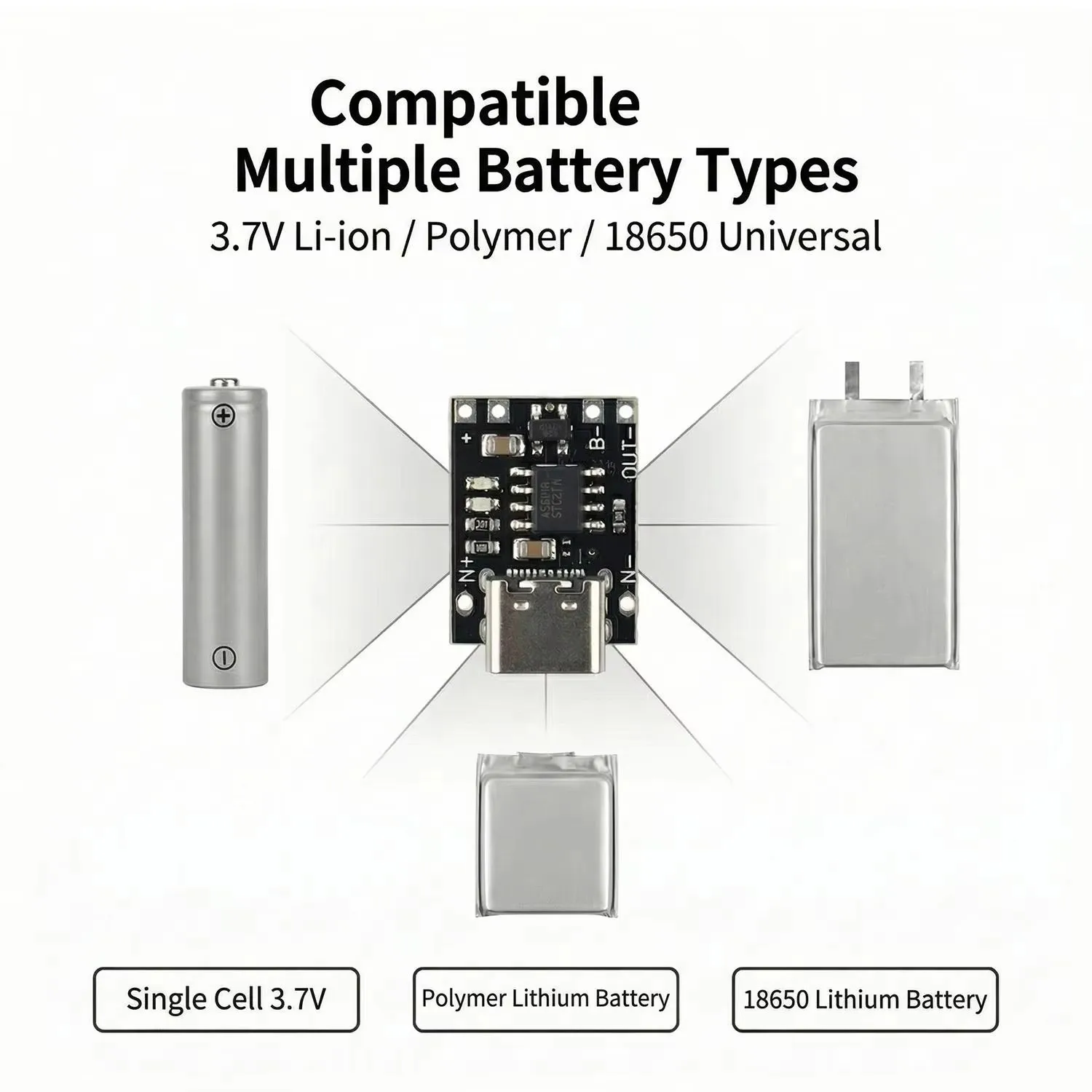 1-20Pcs Lithium Battery Charging Board 1A 3.7V/4.2V Charger Module with Protection Type-C Interface Board for DIY Electronic Kit image 2
