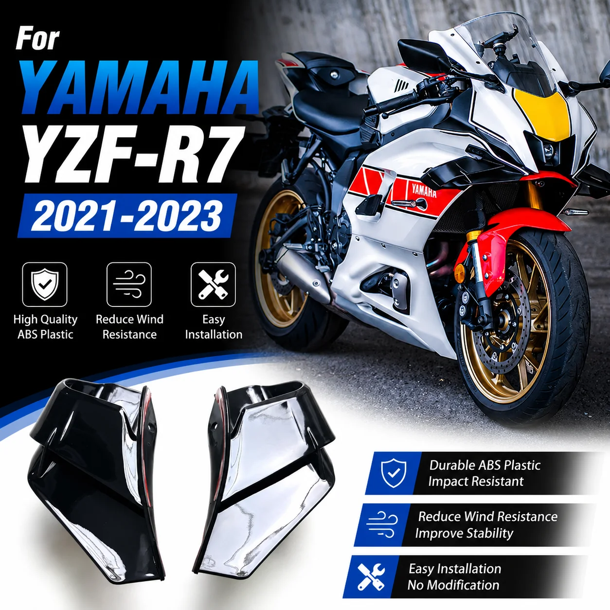 For Yamaha YZF-R7 YZFR7 2021 2022 2023 Motorcycle fixed wing cover aerodynamic frame YZF R7 23 wing windshield aileron Spoiler