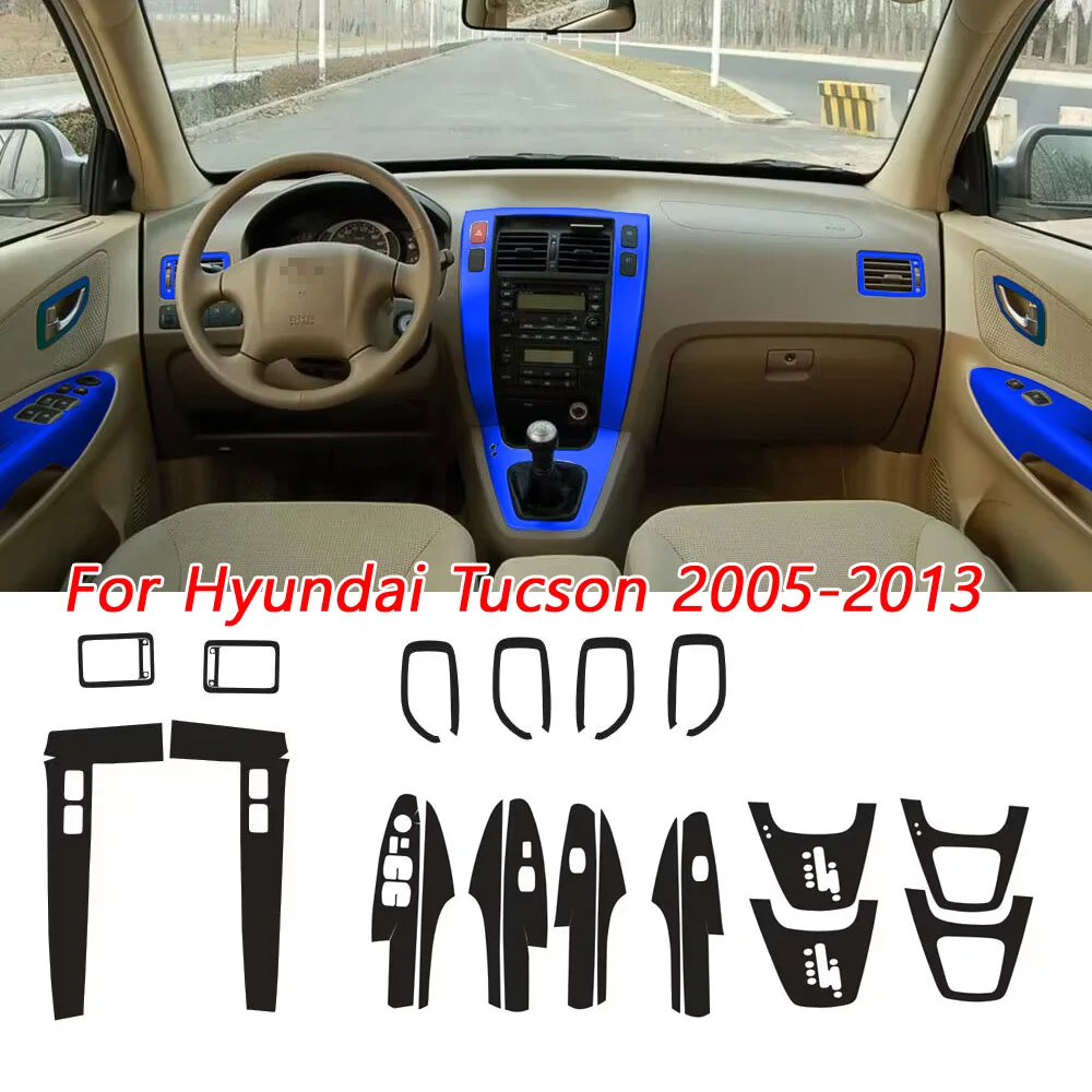 Para Hyundai Tucson 2005-2013 Panel de Control Central Interior manija de puerta 5D pegatinas de fibra de carbono calcomanías accesorios de estilo de coche