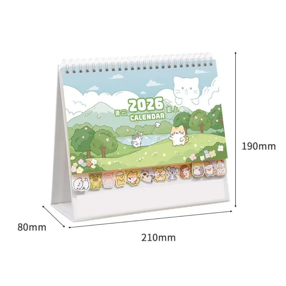 Cartoon Animals 2026 Desk Calendar Coil Binding One Month to View Monthly Calendar Memo Notes Tabletop Schedule Study Planning